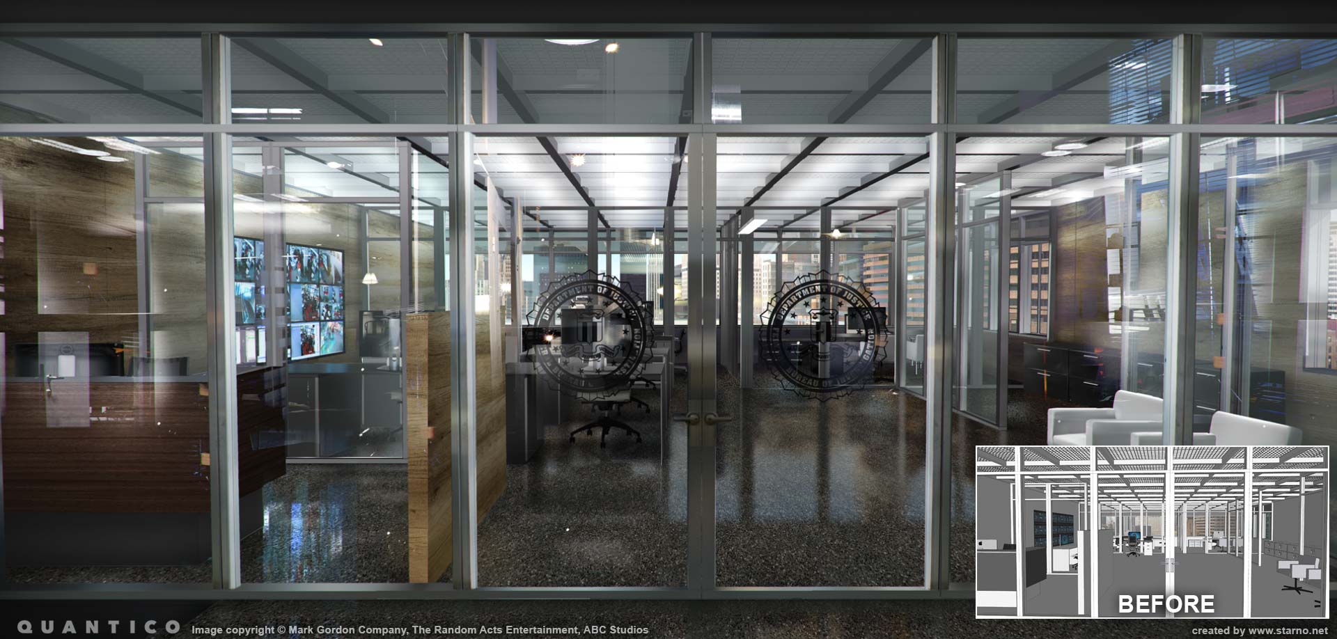 FBI OFFICE ENTRANCE PREVISUALIZATION CONCEPT ART